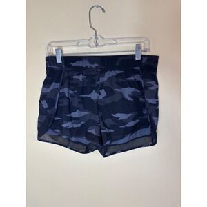Athleta Printed Mesh Racer Run‎ Short 4" Black Gray Camo Activewear - Size S
